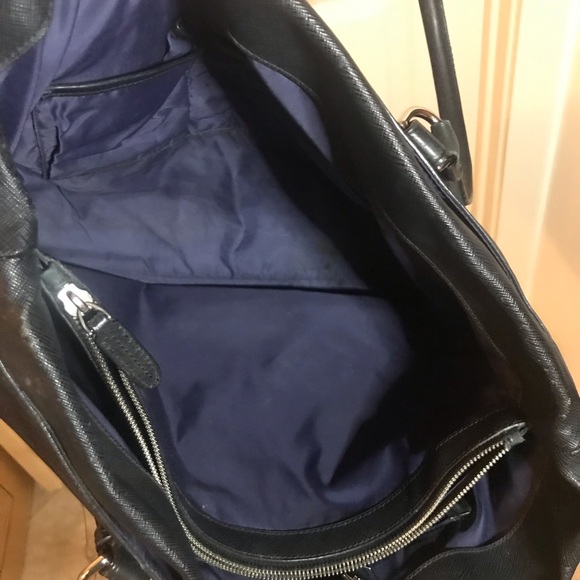 TUMI Villa Turin Black Canvas w/ Leather Trim Commute Shoulder Tote Bag #73105D2 - Picture 6 of 9